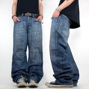 Vintage y2k grunge baggy wide leg archive skater rare faded jeans